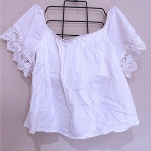Express White Lace Trim Blouse Size Small